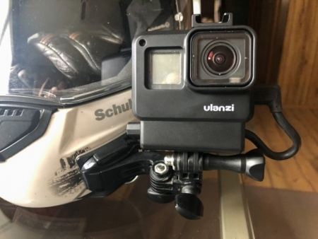 Ulanzi case on the helmet