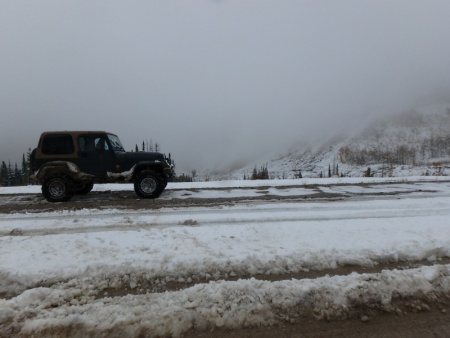 Abandoned Jeep in the Road?