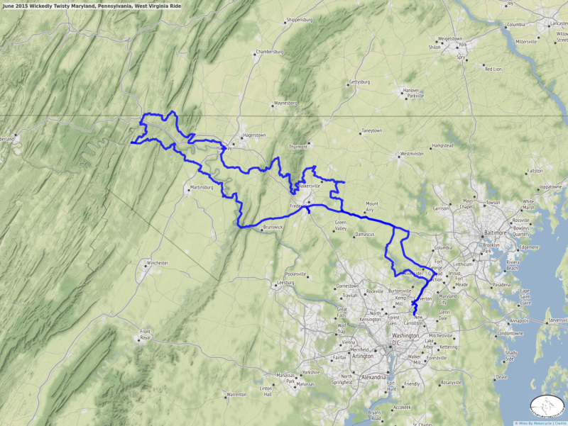 June 2015 Wickedly Twisty Maryland, Pennsylvania, West Virginia Ride