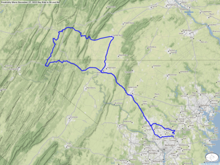Freakishly Warm December 27, 2015 Day Ride in PA and Md