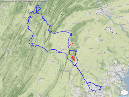 Relentlessly Twisty Hilly Tree Covered Western Maryland and Pennsylvania Ride