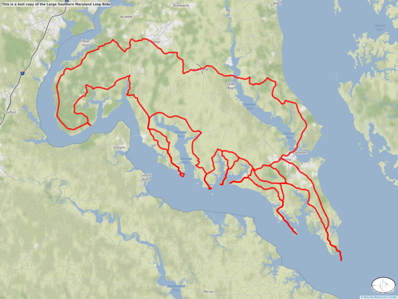 This is a test copy of the Large Southern Maryland Loop Ride