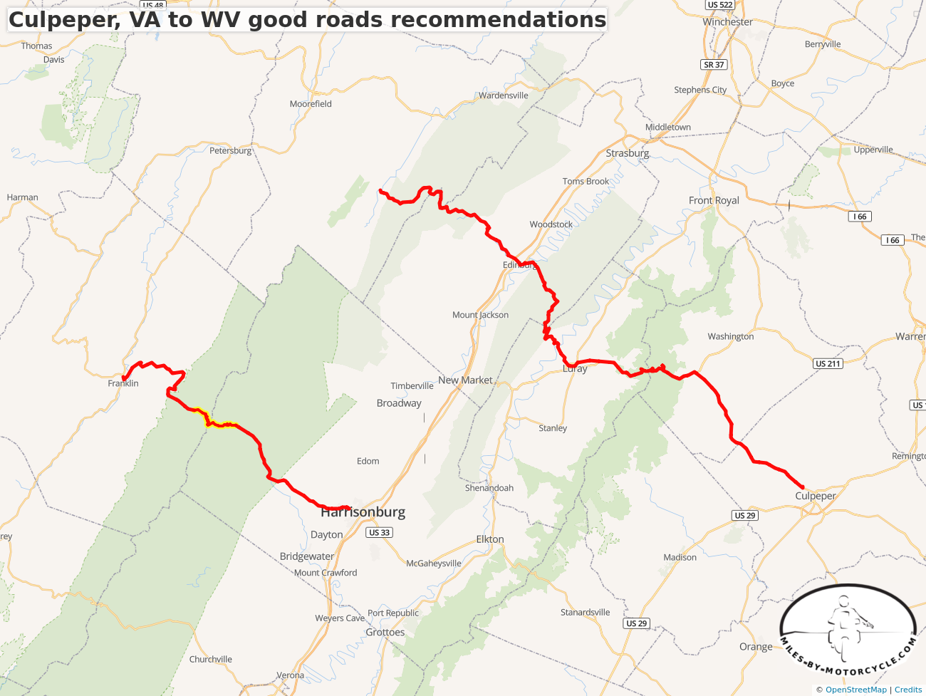 Culpeper, VA to WV good roads recommendations