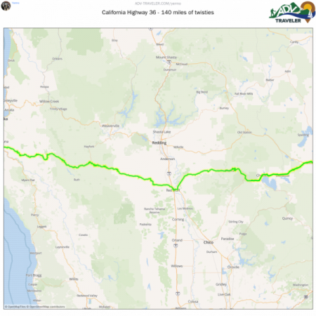 California Highway 36 - 140 miles of twisties