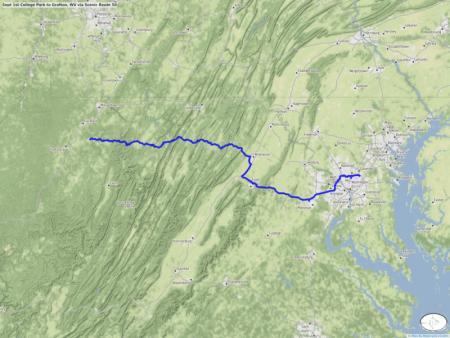Sept 1st College Park to Grafton, WV via Scenic Route 50