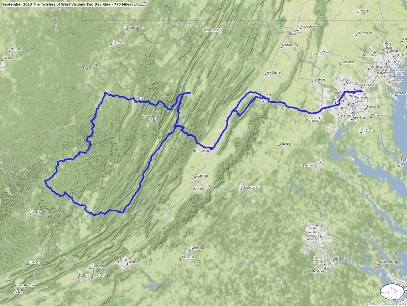 September 2013 The Twisties of West Virginia Two Day Ride - 770 Miles