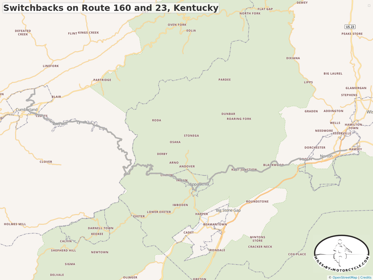 Switchbacks on Route 160 and 23, Kentucky