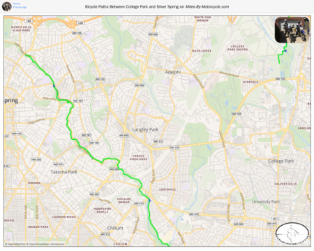 Bicycle Paths Between College Park and Silver Spring
