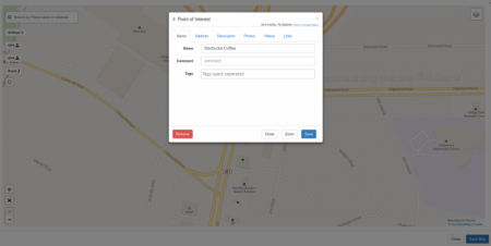 Point of Interest Properties Popup