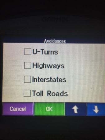 Garmin Zumo 550 Avoidance Options