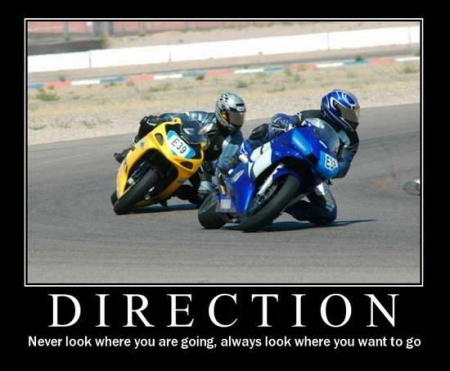 Do not look where you are going, look where you want to go.