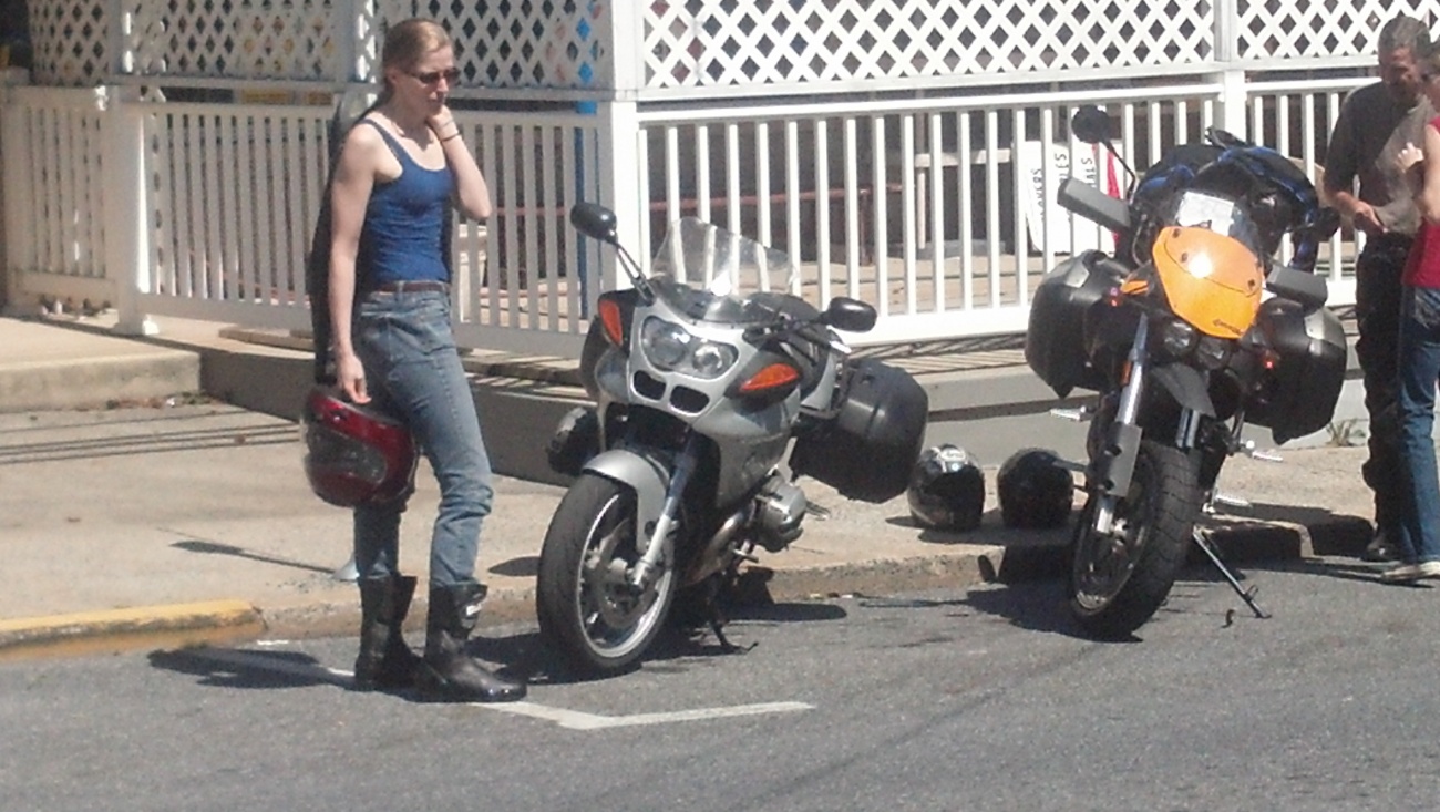 Audrey and the 'S with Jay and Allie and the Buell.
