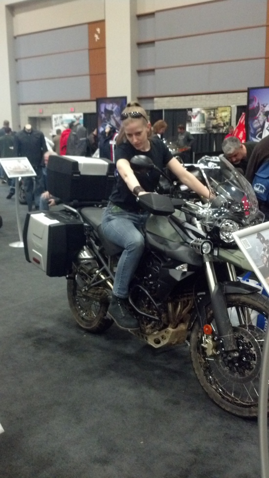 Audrey on a Tiger 800