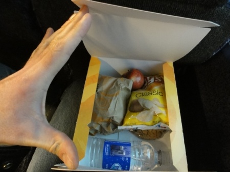 Roast beast, chips and water.