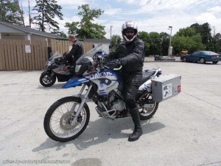 Bruce on Megan's F650GS Dakar.